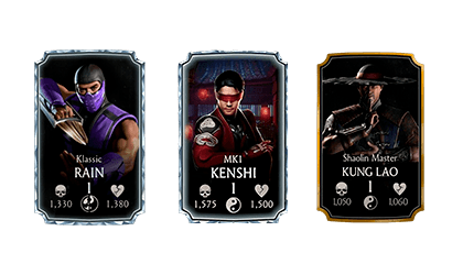 Klassic Rain, Shaolin Master Kung Lao and MK1 Kenshi Team
