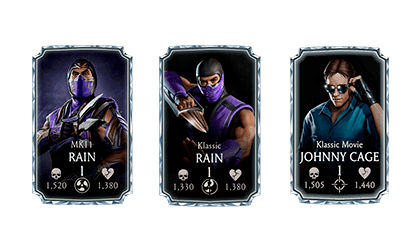 MK11 Rain, Klassic Rain and Klassic Movie Johnny Cage Team